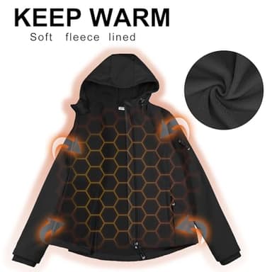 33,000ft Women's Softshell Jacket, Fleece Lined Warm Jacket Light Hooded Windproof Coat for Outdoor Hiking - Image 3