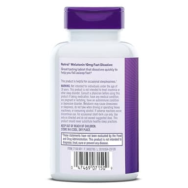 Natrol Fast Dissolve Melatonin 10mg Tablets - Strawberry Flavor, 100 Count, Sleep Support Melatonin Tablets for Adults, 100-Day Supply - Image 10