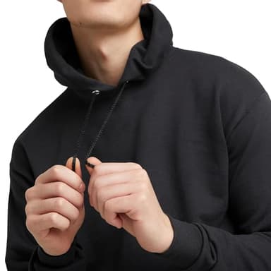 Hanes Men's Pullover EcoSmart Hooded Sweatshirt, Black, Large - Image 5