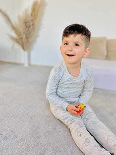 Owlivia 100% Organic Cotton Baby Long Sleeve Pajama Sets, Toddler Boy Girl 2-Piece Sleepwear(5 Years, Grey Rabbit) - Image 3
