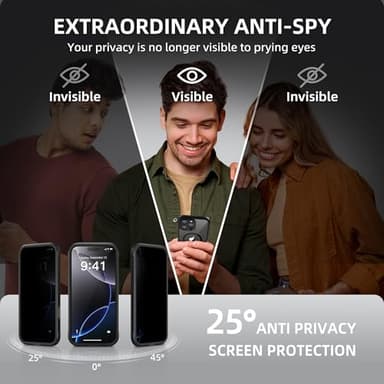 BERFY for iPhone 16 Pro Case, Compatible with MagSafe, Built-in Privacy Screen Protector and Camera Protection, Anti-Spy Full Body Shockproof Clear Phone Case for 16 Pro 6.3", Black - Image 2