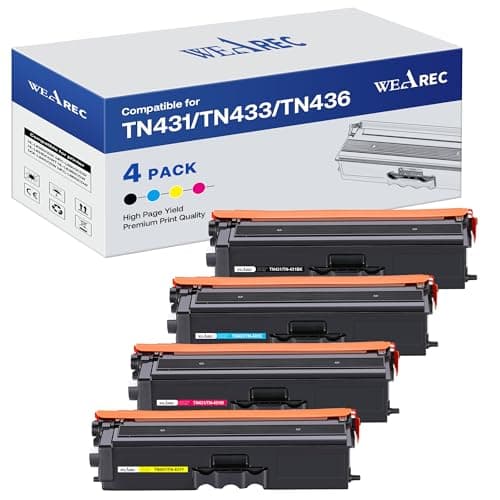 TN431 Compatible Replacement for Brother TN-431 TN433 TN-433 TN436 TN-436 Toner Cartridges for Brother HL-L8260CDW HL-L8360CDW MFC-L8610CDW MFC-L8900CDW MFC-L8690CDW Printer 4 Pack - Image 1