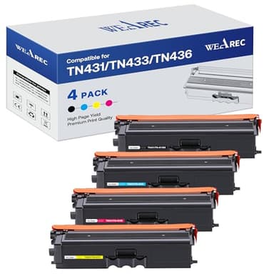 TN431 Compatible Replacement for Brother TN-431 TN433 TN-433 TN436 TN-436 Toner Cartridges for Brother HL-L8260CDW HL-L8360CDW MFC-L8610CDW MFC-L8900CDW MFC-L8690CDW Printer 4 Pack - Image 1