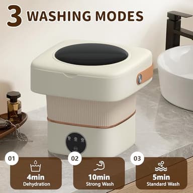 Portable Washing Machine, Mini Washer 4.5L Upgraded With Spin Basket, 3 Cleaning Modes Folding Washing Machine Suitable for Small Clothe, Design Ideal for Apartment, Home, Hotel (White) - Image 3