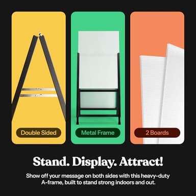 T-SIGN A-Frame Sign for Outdoors, Sidewalk Menu Board 24 X 36 Inch Folding Slide-in Board - Heavy Duty Portable Sandwich Board, Metal Double Sided 2 Corrugated Plastic Poster Boards for Restaurants - Image 2