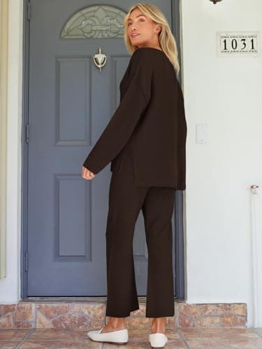 LILLUSORY Lounge Sets Womens Two 2 Piece Matching 2025 Fall Fashion Must Have Outfits Clothes Clothing Trendy Knit Sweater Loungewear Travel Sweatsuit Sweat Suit Sets - Image 5