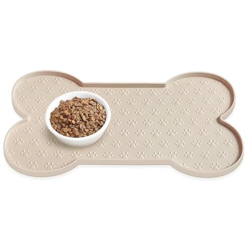 PWTAA Dog Food Mat Anti-Slip Silicone Dog Bowl Mat Thicker Pet Placemat Waterproof Cat Feeder Pad with Raised Edge Puppy Kitten Feeding Mats Suitable Small Medium-Sized Dogs Cats Eating Tray - Image 1