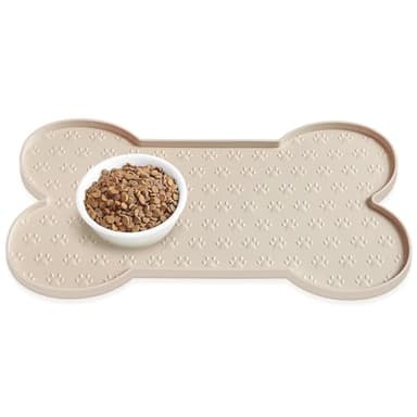 PWTAA Dog Food Mat Anti-Slip Silicone Dog Bowl Mat Thicker Pet Placemat Waterproof Cat Feeder Pad with Raised Edge Puppy Kitten Feeding Mats Suitable Small Medium-Sized Dogs Cats Eating Tray - Image 1