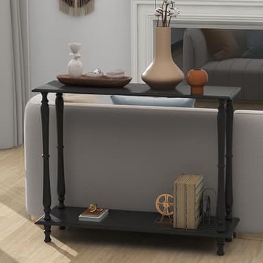 TaoHFE 32 Inch Narrow Black Console Tables for Entryway Table Couch Table Behind Sofa Skinny Hallway Table Vintage Wooden Black Side Table for Entrance Living Room Corridor Front Door - Image 5