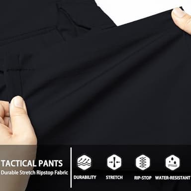 Hiwise Men's Stretch Tactical Pants Water Resistant Ripstop Cargo Pants Outdoor Lightweight EDC Work Hiking Pants (Black, 34WX32L) - Image 5