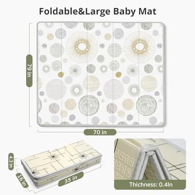 Baby Play Mat 79x71, Extra Large Baby Mat for Floor, Foldable Play XPE Foam Mat, Reversible Crawling Mat for Baby, Waterproof, Safe & Thick Playmats for Babies and Toddlers, Indoor & Outdoor Use - Image 3