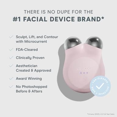NuFACE MINI+ Microcurrent Facial Device Kit - FDA Cleared Face Sculpting & Skin Tightening Device to Contour, Lift & Tone + Microcurrent Gel Activator & Silk Creme - Sandy Rose - Image 2