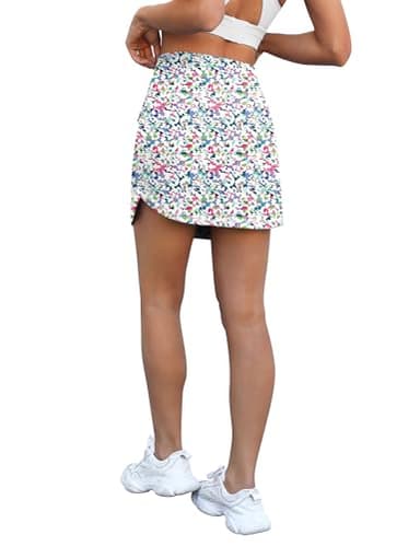 LouKeith Golf Skirts for Women Tennis Skirt with Zipper Pockets High Waisted Running Casual Athletic Skorts Built-in Shorts Boho Flowers S - Image 3