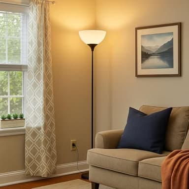 PESRAE Floor Lamp, Remote Control with Stpeless Color Temperatures and Brightness, Torchiere lamp for Bedroom, Living Room, Bulb Included (Matte Black) - Image 8