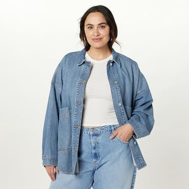 The Drop Women's Pilar Long Denim Shirt Jacket, Medium Indigo, L - Image 5