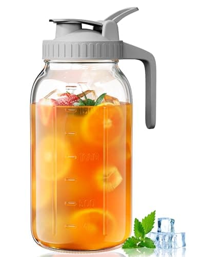 OneDream Glass Pitcher with Lid, 64 oz Large Mason Jar Wide Mouth, Sun Tea Glass Jar for Outside, Iced Tea Pitcher for Cold Beverages, Breast Milk, and Home Entertaining - Image 1