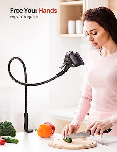 Aomiker Gooseneck Phone Holder for Bed - [2025 Upgrade Nylon Braid] 38” Long Flexible Lazy Arm Clip, 360 Adjustable Overhead Phone Mount for iPhone 15 14 13 12 11 Pro Max Mini Plus, all 4-7" Cellphone - Image 5