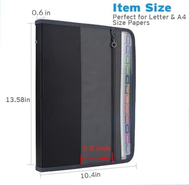 Sooez Accordion File Organizer with Safe Zipper, 12 Pocket Expanding File Folder with Front Pencil Pouch, Portable Monthly Paper Bill Tax Receipt Organizer, School Office Supplies, Letter Size, Grey - Image 3