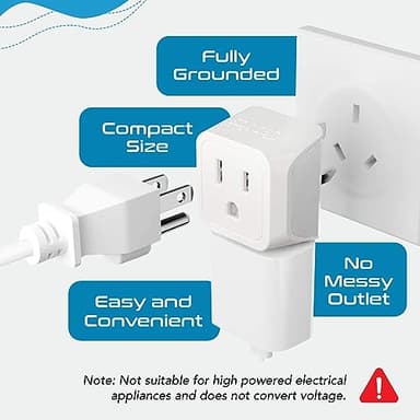 Ceptics Australia Power Plug Adapter, 2 in 1 Type I Plug Adapter, US to Australia , China, New Zealand Power Adapter with Dual USA Inputs, CE, RoHS - 3 Pack - Image 3
