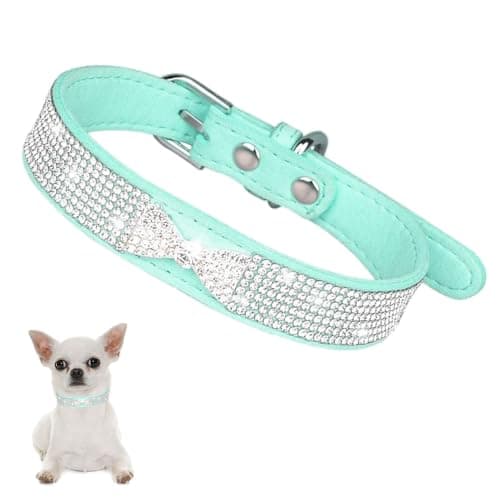 Bling Dog Collars for Small Dogs, Rhinestone Pet Collars, Pink Diamond Puppy Collar for XXS XS Small Medium Large Female Dogs Girl Cats,Blue L - Image 1