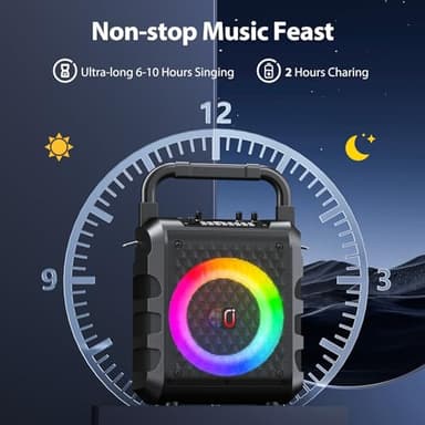 Karaoke Machine with 2 Wireless Microphones, 【2025 Upgraded 20W 6.5"Subwoofer】Portable Bluetooth Karaoke Speaker for Adults & Kids, Karaoke Microphone with PA System, Party Light, Support USB/TF/AUX - Image 5