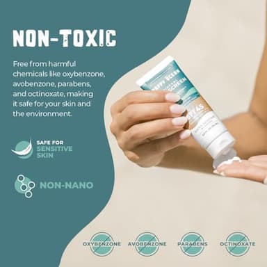 Happy Ocean SPF 45 Biodegradable Reef Safe Sunscreen for Face & Body, Non-Nano Zinc Oxide, Natural Fragrance Free Non Toxic Organic Mineral Sunscreen, Travel Size Reef Friendly Mineral Based 2.5 Fl Oz - Image 3