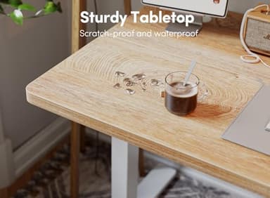 FEZIBO 55 x 24 Inchs Electric Standing Desk, Height Adjustable, Sit Stand Up, Computer Office Desk with Splice Board, White Frame/Maple Top - Image 7