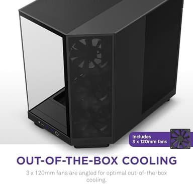NZXT H6 Flow | CC-H61FB-01 | Compact Dual-Chamber Mid-Tower Airflow Case | Panoramic Glass Panels | High-Performance Airflow Panels | Includes 3 x 120mm Fans | Cable Management | Black - Image 5