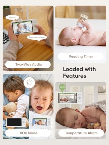 bonoch 1440p Baby Monitor with Camera and Audio, Smart No WiFi Baby Camera, 5.5" Video Monitor, AI Crying/Motion/Turn Over Detect, 240h Lasting, Hack Proof, Auto Night Vision, VOX Mode, White Noise - Image 9