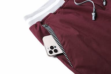 Tansozer Mens Shorts Casual Classic Fit Drawstring Summer Beach Shorts with Elastic Waist and Pockets Wine Red M - Image 4