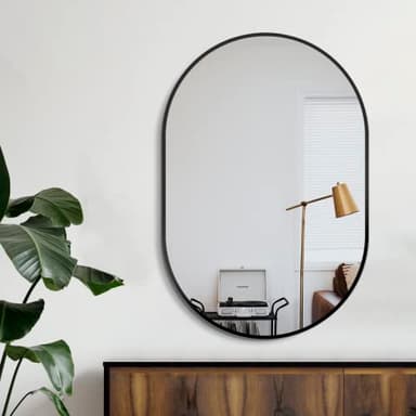 Bathroom Mirror for Wall,36''x24'',Black Oval Mirror for Bedroom Entryway Bathroom, Metal Framed Vanity Mirror(36''x24'',Black) - Image 2