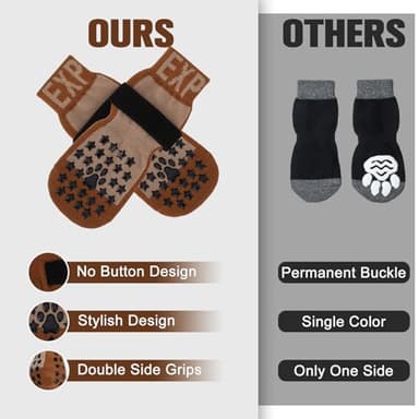 EXPAWLORER Anti Slip Dog Socks to Prevent Licking Paws - Dog Shoes for Hot Pavement, Dog Booties for Hardwood Floors, Dog Boots & Paw Protectors with Grippers for Small Medium Large Senior Dogs - Image 4