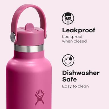 Hydro Flask Water Bottle - Insulated Stainless Steel - Straw Lid, Non Spill, Leakproof 24 Oz Reef Pink - Image 4
