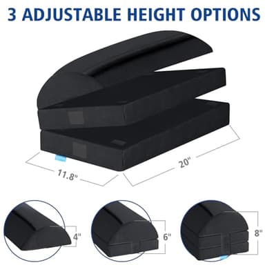KAYFIA Foot Rest for Under Desk at Work XXL(20in) with 3 Adjustable Heights，Foot Stool with Supportive Gel Foam, Warmer Feet Pocket Footrest for Office Gaming Chair, for Leg Support -Black - Image 6