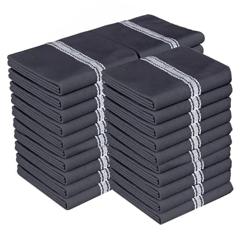 Zeppoli Classic Kitchen Towels - 15 Pack - 14" x 25" - 100% Natural Cotton Dish- Reusable Cleaning Cloths - Tea Towels - Super Absorbent - Machine Washable Hand Towels - Black Base - Image 1