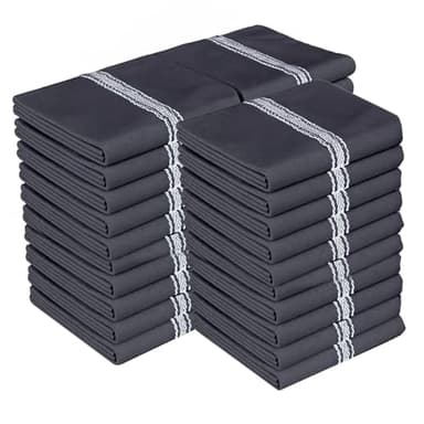 Zeppoli Classic Kitchen Towels - 15 Pack - 14" x 25" - 100% Natural Cotton Dish- Reusable Cleaning Cloths - Tea Towels - Super Absorbent - Machine Washable Hand Towels - Black Base - Image 1