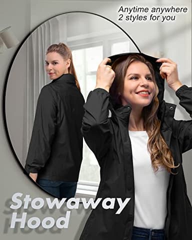33,000ft Women's Rain Jacket Waterproof Lightweight Packable Raincoat with Hood for Golf Hiking Travel Windbreaker - Image 3