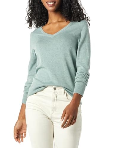 Amazon Essentials Women's Regular-Fit Lightweight Long-Sleeve V-Neck Sweater (Available in Plus Size), Sage Green Heather, XX-Large - Image 1