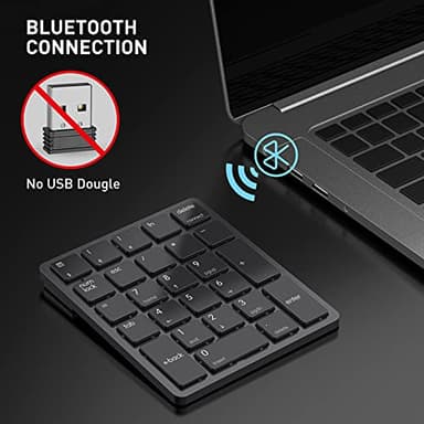 havit Bluetooth Number Pad Wireless Numeric Keypad Numpad 26 Keys Portable Mini Financial Accounting Rechargeable Numeric Pad for Windows Laptop Desktop, PC, Notebook (Black) - Image 3