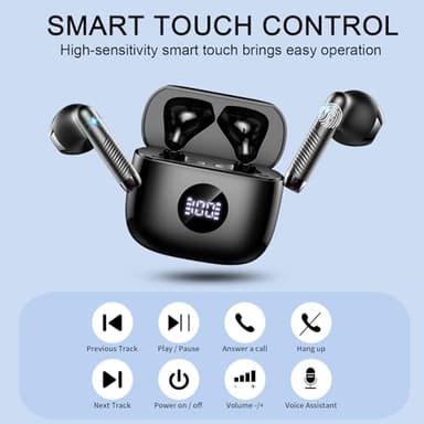 Wireless Earbuds, Bluetooth Headphones 5.4 HiFi Stereo, in Ear Earphones with 4 ENC Noise Cancelling Mics, 40H Playtime Ear Buds with Mini Case, IP7 Waterproof Headset with LED Display, USB C Charging - Image 6