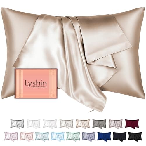 Mulberry Silk Pillow Cases Standard Size with Hidden Zipper, Ultra Smooth and Soft Breathable Cooling Silk Satin Pillowcase for Hair and Skin, Gifts for Women Men (Champagne, 20x26 Inches, 1 Pack) - Image 1