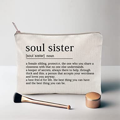 Soul Sister Makeup Case Gifts for Sister Cosmetic Bag Best Friend Toiletry Bag Gift Motivation Quotes Sister Birthday Gift (Soul Sister) - Image 3