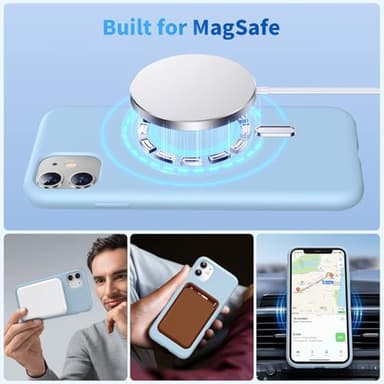 Olialia for iPhone 11 Pro Case Silicone, Compatibilty with MagSafe [Soft Microfiber Lining] Shockproof Protective Slim Phone Cover 5.85 Inch, Blue - Image 2