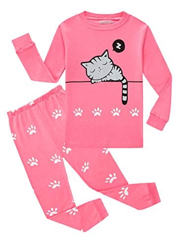 Family Feeling Cat Baby Girls Long Sleeve Pajamas Sets 100% Cotton Pyjamas infant Kids Pjs Size 12-18 Months - Image 1