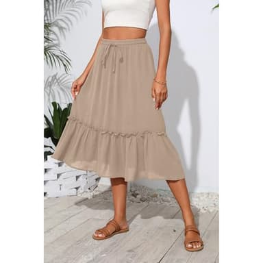 Witsmile Womens Skirts Midi Length with Pockets Flowy Skirts for Women Trendy Summer Beach Cover-Ups(Apricot,M) - Image 5