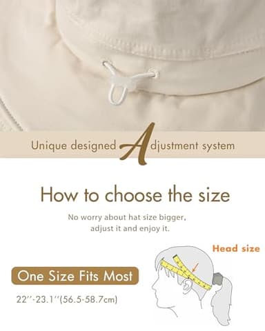 Sun Hats for Women Gardening Hat Wide Brim Ponytail Beach Sun Protection Breathable Cotton Summer Hat with Fold-Up Brim Beige - Image 3