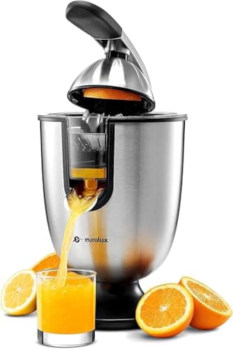 Eurolux Premium Electric Orange Juicer | Stainless Steel Citrus Squeezer With New Ultra-Powerful Motor and Soft Grip Handle for Effortless Juicing, Auto Shutoff, Dishwasher-safe Parts, Pulp Control - Image 1