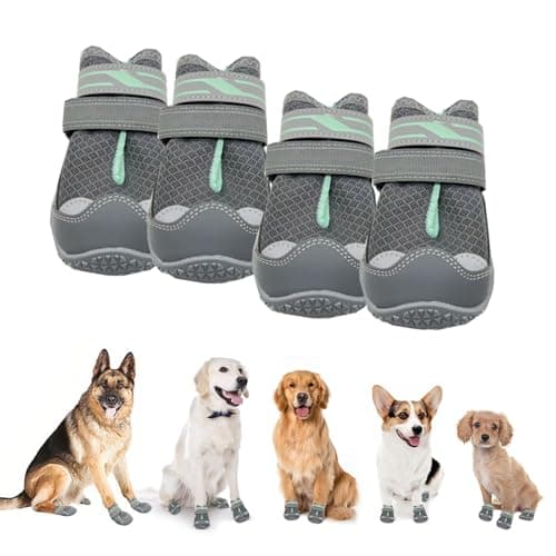 MOOB Dog Shoes for Large Small Medium Dogs - Breathable Dog Boots for Summer Hot Pavement, 4 Pcs Medium Dog Booties with Rugged Anti-Slip Dog Booties for Hardwood Floor（Size 5）, Grey#2 - Image 1