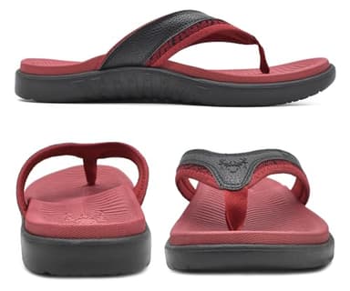 KuaiLu Mens Leather Sport Flip Flops Comfort Orthotic Thong Sandals with Plantar Fasciitis Arch Support for Outdoor Summer - Image 7