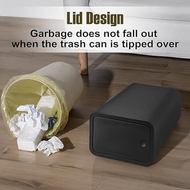 TrashAid 2 Pack Bathroom Trash Can with Lid, 2.6 Gallon / 10 Liter Small Garbage Can with Press Top Lid, Plastic Wastebasket with Pop-up Lids for Toilet, Office, Bedroom, Living Room, Black - Image 4